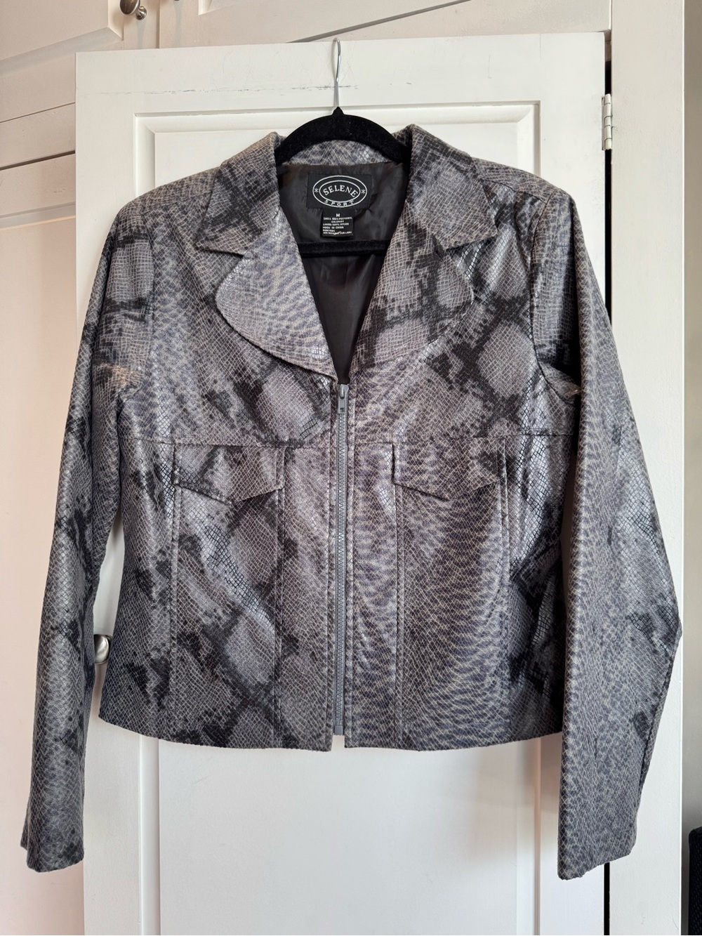 Selene Sport Gray Snake-Print Zip Jacket